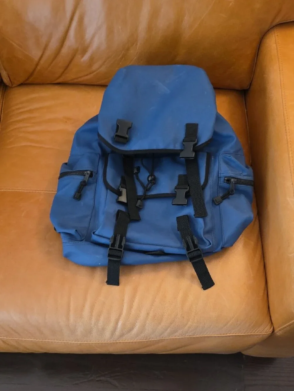 J. Crew Navy Blue Canvas Backpack with Black Straps